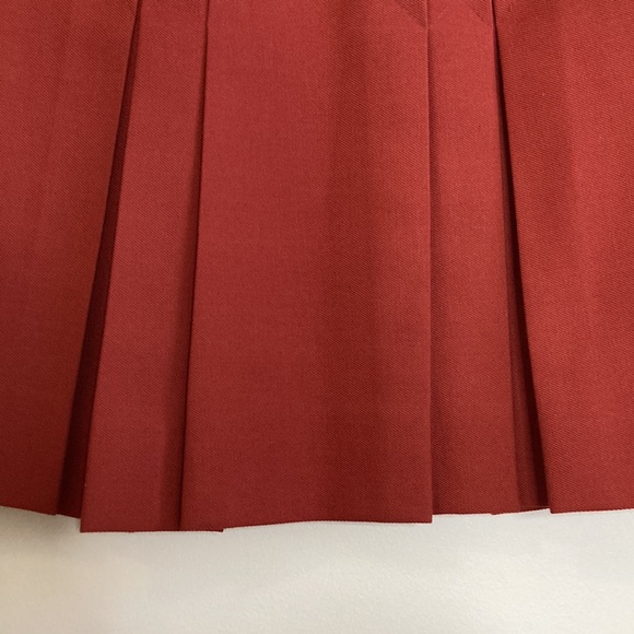 Vintage Skirt Womens Small Brick Red Wool Pleated Mini A Line Made in France - Picture 5 of 11